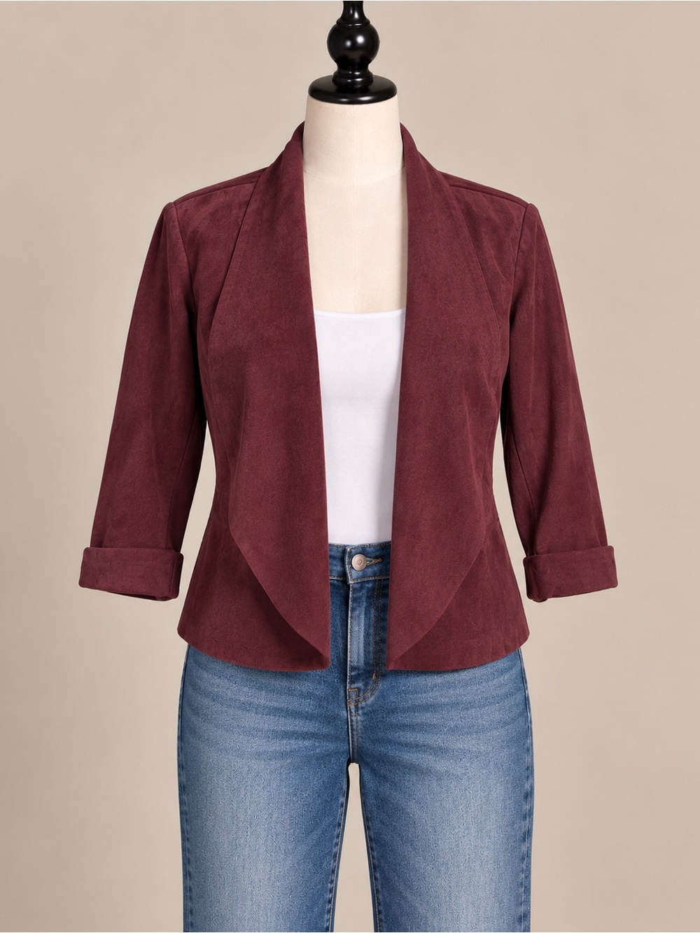 KUT From The Kloth Faux Suede Draped Jacket Burgundy Size Small